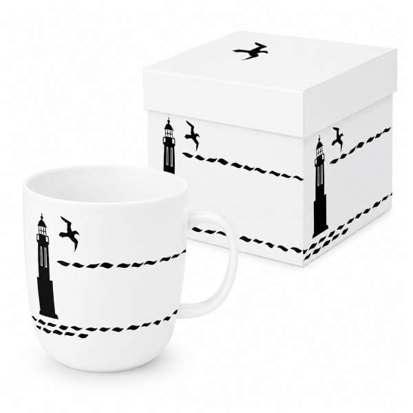 Leuchtturm Porzellanbecher 400 ml mit Geschenkverpackung
