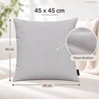 Kissenhüllen 45x45 Grau hellgrau - schlichte Dekokissenbezüge 2er Set