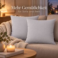 Kissenhüllen 45x45 Grau hellgrau - schlichte Dekokissenbezüge 2er Set
