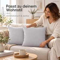 Kissenhüllen 45x45 Grau hellgrau - schlichte Dekokissenbezüge 2er Set