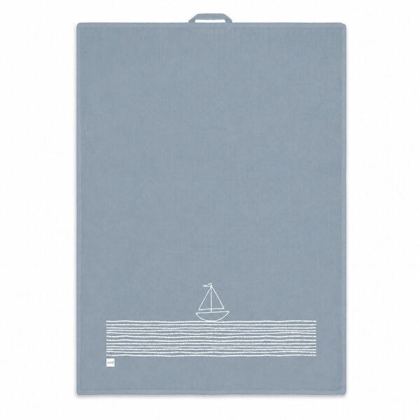 Maritimes Küchentuch 50x70 Blau Graublau - Geschirrhandtuch Segelboot