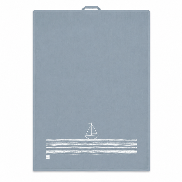 Maritimes Küchentuch 50x70 Blau Graublau - Geschirrhandtuch Segelboot