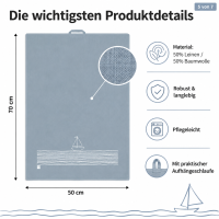 PPD Geschirrhandtuch Maritim Blau Segelboot 50 x 70 cm