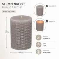 Stumpenkerze Grau 7x10cm