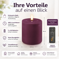 Deluxe Homeart LED Kerze mit Timerfunktion Violett