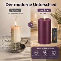 Deluxe Homeart LED Kerze mit Timerfunktion Violett