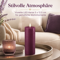 Deluxe Homeart LED Kerze mit Timerfunktion Violett
