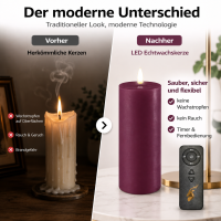 Deluxe Homeart LED Kerze mit Timerfunktion Violett