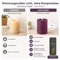 Deluxe Homeart LED Kerze mit Timerfunktion Violett