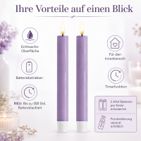 Deluxe Homeart LED Kerze Violett Stabkerze 24 cm