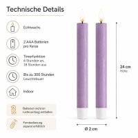 Deluxe Homeart LED Kerze Violett Stabkerze 24 cm