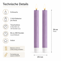 Deluxe Homeart LED Kerze Violett Stabkerze 24 cm