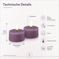 Deluxe Homeart LED Kerze mit Timerfunktion Violett Teelicht