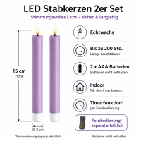 Deluxe Homeart LED Kerze Violett Stabkerze 15 cm