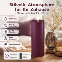 Deluxe Homeart LED Kerze mit Timerfunktion Violett