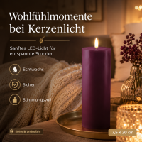 Deluxe Homeart LED Kerze mit Timerfunktion Violett