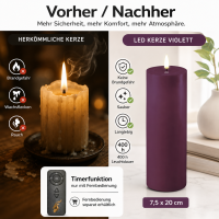 Deluxe Homeart LED Kerze mit Timerfunktion Violett