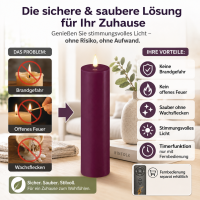 Deluxe Homeart LED Kerze mit Timerfunktion Violett