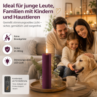 Deluxe Homeart LED Kerze mit Timerfunktion Violett