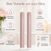 Deluxe Homeart LED Kerze Rose Stabkerze 24 cm