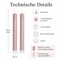 Deluxe Homeart LED Kerze Rose Stabkerze 24 cm