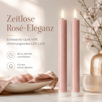 Deluxe Homeart LED Kerze Rose Stabkerze 15 cm