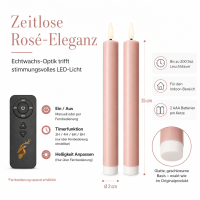 Deluxe Homeart LED Kerze Rose Stabkerze 15 cm