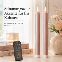 Deluxe Homeart LED Kerze Rose Stabkerze 15 cm