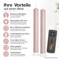 Deluxe Homeart LED Kerze Rose Stabkerze 15 cm