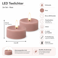 Deluxe Homeart LED Kerze Rose Großes Teelicht