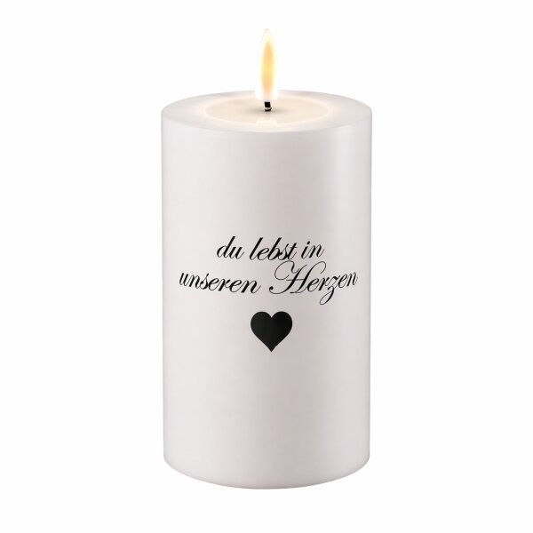 LED Grabkerze Deluxe Homeart Trauerkerze Indoor und Outdoor Wasserdicht IP 44- ( Du lebst in unseren Herzen )