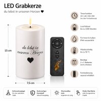 LED Grabkerze Deluxe Homeart Trauerkerze Indoor und Outdoor Wasserdicht IP 44- ( Du lebst in unseren Herzen )