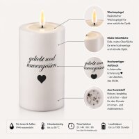 LED Grabkerze Deluxe Homeart Trauerkerze Indoor und Outdoor Wasserdicht IP 44- ( Geliebt und unvergessen )