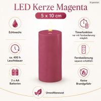 Deluxe Homeart LED Kerze mit Timerfunktion Magenta