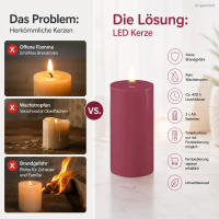 Deluxe Homeart LED Kerze mit Timerfunktion Magenta