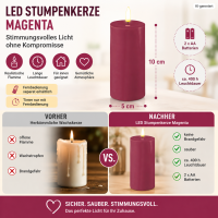 Deluxe Homeart LED Kerze mit Timerfunktion Magenta