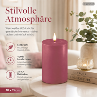 Deluxe Homeart LED Kerze mit Timerfunktion Magenta