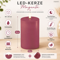 Deluxe Homeart LED Kerze mit Timerfunktion Magenta