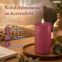 Deluxe Homeart LED Kerze mit Timerfunktion Magenta