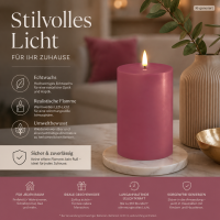 Deluxe Homeart LED Kerze mit Timerfunktion Magenta