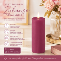 Deluxe Homeart LED Kerze mit Timerfunktion Magenta