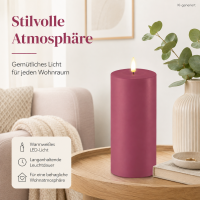 Deluxe Homeart LED Kerze mit Timerfunktion Magenta