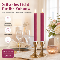 Deluxe Homeart LED Kerze Magenta Stabkerze 24 cm