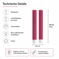 Deluxe Homeart LED Kerze Magenta Stabkerze 24 cm