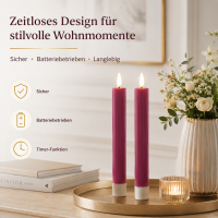 Deluxe Homeart LED Kerze Magenta Stabkerze 24 cm
