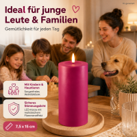 Deluxe Homeart LED Kerze mit Timerfunktion Magenta