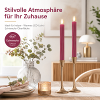 Deluxe Homeart LED Kerze Magenta Stabkerze 15 cm