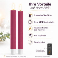 Deluxe Homeart LED Kerze Magenta Stabkerze 15 cm