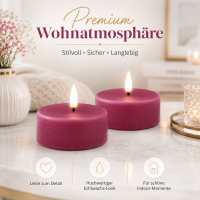 Deluxe Homeart LED Kerze Magenta Großes Teelicht