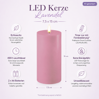 Deluxe Homeart LED Kerze mit Timerfunktion Lavendel